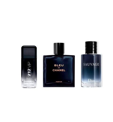 Sauvage de Dior + Bleu de Chanel +  212 VIP Black de Carolina Herrera